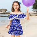 Stylish Girl Fancy Print Off-shoulder Lace Design Swimwear