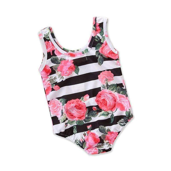 Stylish Girls Bright Flower Printed Sleeveless Swimwear