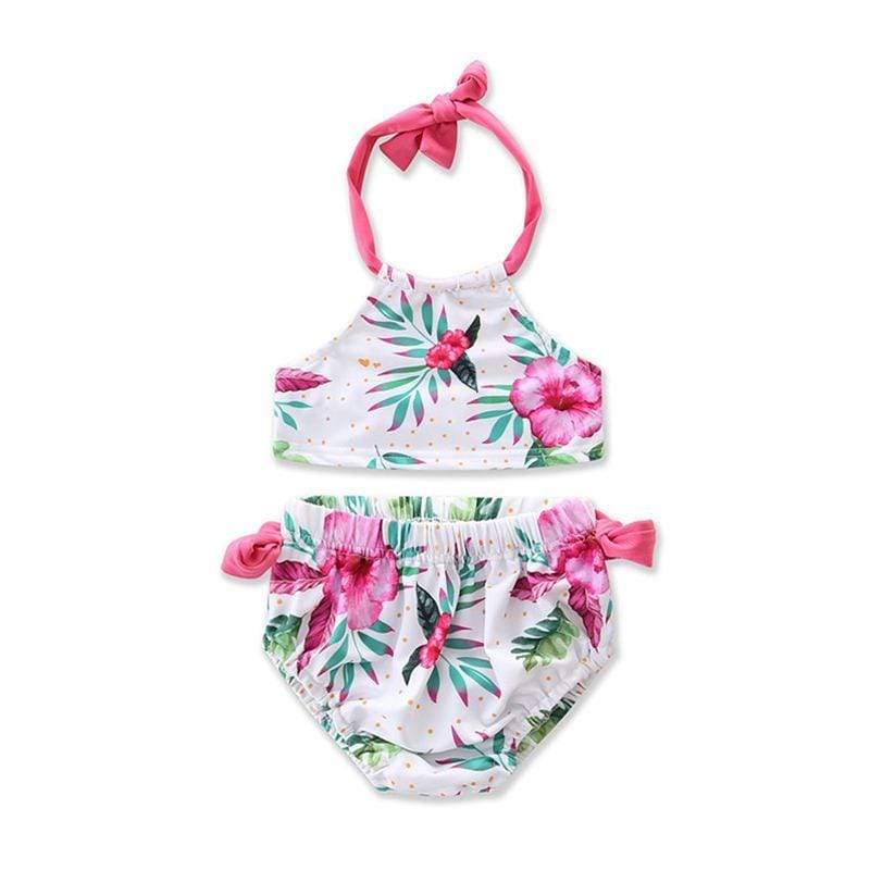 TIY Swimwear Sweet Girls Fresh Flower Printed Halter Bikini Set TIY