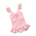 Sweet Girls Pink Bow Design Front Cut-Out Swimwear