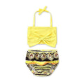 Vacation Girls Bow Pattern Halter Bikini Set