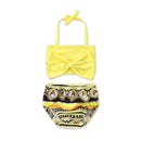 Vacation Girls Bow Pattern Halter Bikini Set