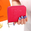 TIY Wallets Solid Color Unique Embossing Design Women Mini Size PU Wallet TIY