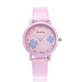 Top Quality Rivet Clover Pattern Students Leather Quartz Watch