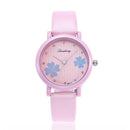 Top Quality Rivet Clover Pattern Students Leather Quartz Watch