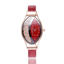 Unique Design Number Scale Women Rhinestone Leather Quartz Watch