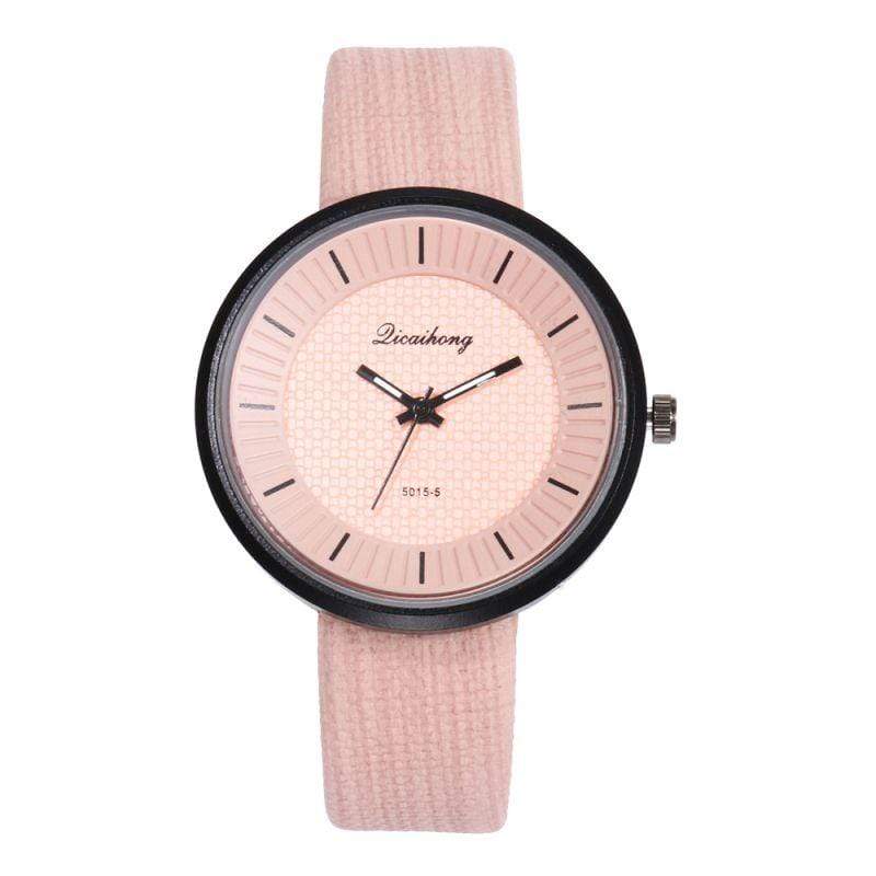 Unique Wood Grain Design Good Quality PU Band Watch