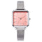 Women Unique Square Shaped Dial Plate Steel Band Watch
