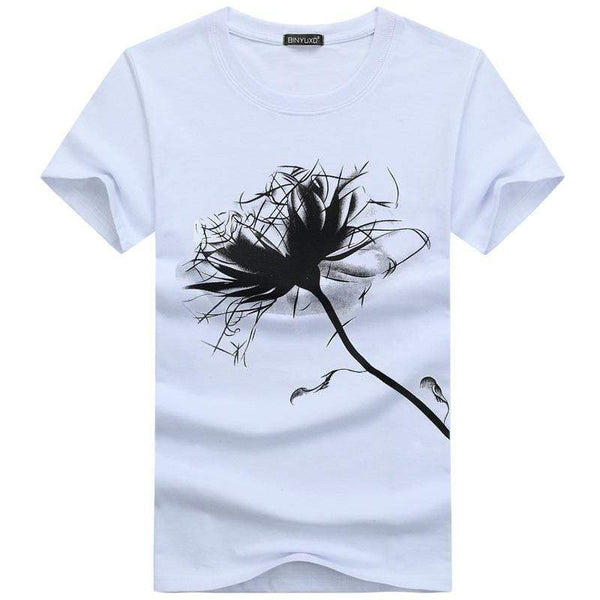 Casual Men Cotton Dandelion Printed Soft Tees