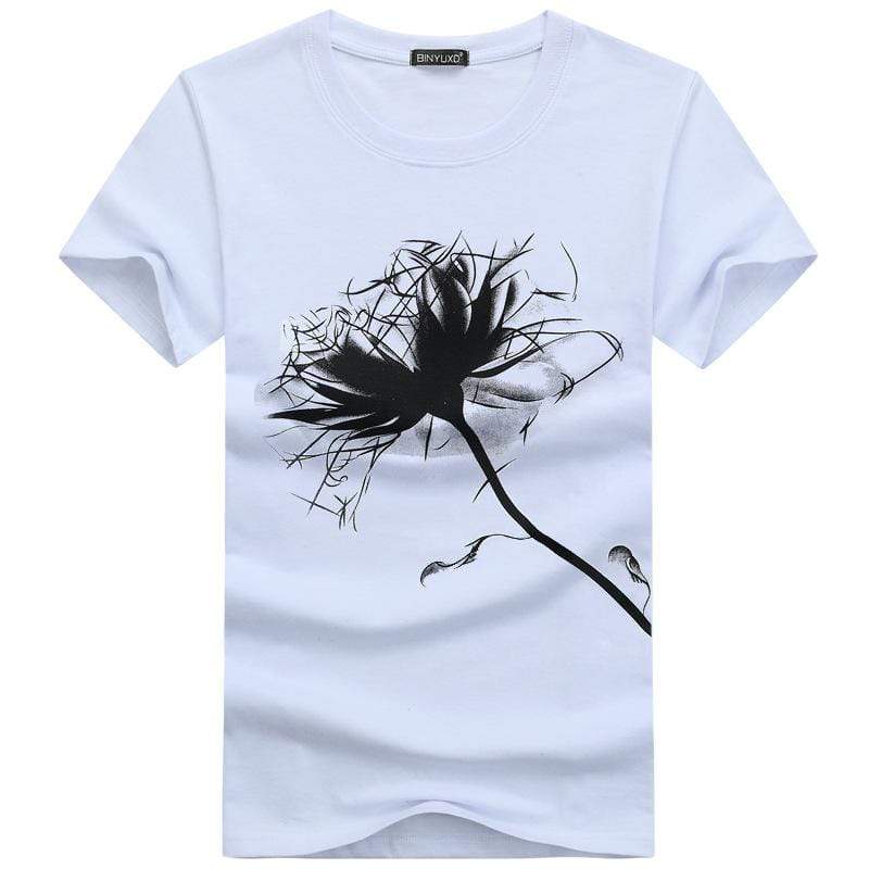 Casual Men Cotton Dandelion Printed Soft Tees