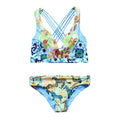 TIY Women Apparel New Summer Design Sweet Girl Pattern Bright Color Floral Print Backless Two-pieces Swimsuits TIY