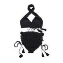 TIY Women Apparel New Summer Sexy Woman Cross Bohemia Handmade Knitting Bikini Set Swimwear Split TIY