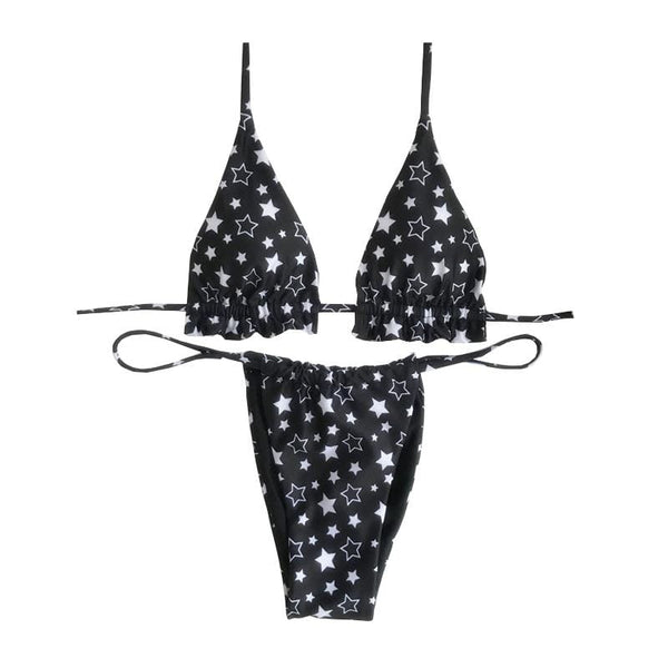 TIY Women Apparel Pentagram Printed Bikini Split Swimsuit TIY