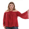 TIY Women Apparel Plain Color Off-shoulder Halter Neck Flare Sleeve Plus Size Blouse TIY