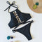 TIY Women Apparel Plain Color Sexy Hollow Out Halter Neck Women Two-piece Swimwear TIY