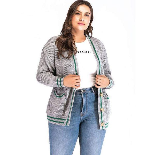 TIY Women Apparel Plump Lady Fashion Style Comfort Wool Knitted Plus Size Short Cardigan TIY
