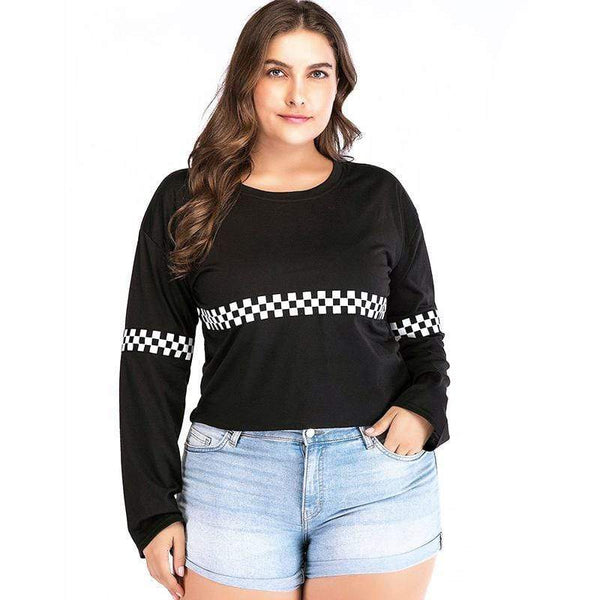 TIY Women Apparel Plump Women Plus Size Loose Pattern Sweatshirt TIY