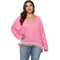 TIY Women Apparel Plus Size Women Bright Color Unique Dolman Sleeve Casual Loose T-shirt With Tassel TIY