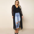 TIY Women Apparel Plus Size Women Solid Color Mesh Fabric Long Length Overall TIY