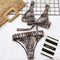 TIY Women Apparel Retro Style Women Sexy Leopard Print Lace-up Two-pieces Bikini Swimwear TIY