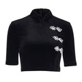 TIY Women Apparel Retro Style Women Stand Collar Chinese knot Button Design Crop Top TIY