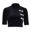 TIY Women Apparel Retro Style Women Stand Collar Chinese knot Button Design Crop Top TIY