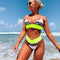 TIY Women Apparel Sexy Block Color Patchwork Design High-waisted Two-pieces Bikini Swimwear TIY