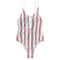 TIY Women Apparel Sexy Hollow Out Lace-up Design Women Stripes Print One-piece Swimwear TIY