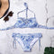 TIY Women Apparel Sexy Lace-up Hollow Design Women Fresh Color Two-piece Swimsuit TIY