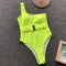 TIY Women Apparel Sexy One Shoulder Neon Color Metal Buckle Decor Sash One-piece Swimwear TIY