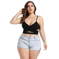 TIY Women Apparel Sexy V Neck Crossed Hollow Out Design Solid Color Collar Camisole TIY