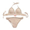 TIY Women Apparel Sexy Woman Summer Tassel Shell Bohemia Handmade Knitting Bikini Set Swimwear Split TIY