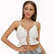 TIY Women Apparel Sexy Women Hot Sale Hollow Lace-up Solid Color Cropped Camisole TIY