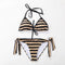 TIY Women Apparel Sexy Women Vintage Stripes Print Self Tie Bikini Swimwear TIY