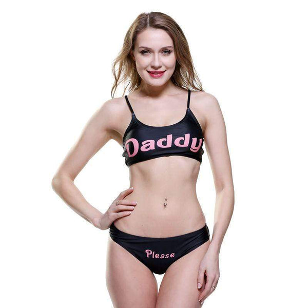 TIY Women Apparel Sexy Young Lady Letters Printed Two-pieces Bikinis Swimsuit TIY