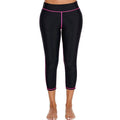 TIY Women Apparel Simple Contrast Design Women Stretchy Swimming Capris TIY