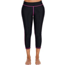 TIY Women Apparel Simple Contrast Design Women Stretchy Swimming Capris TIY