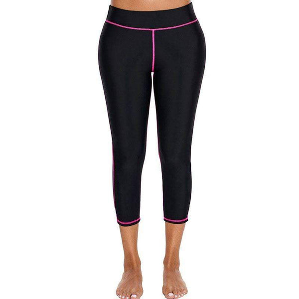 TIY Women Apparel Simple Contrast Design Women Stretchy Swimming Capris TIY
