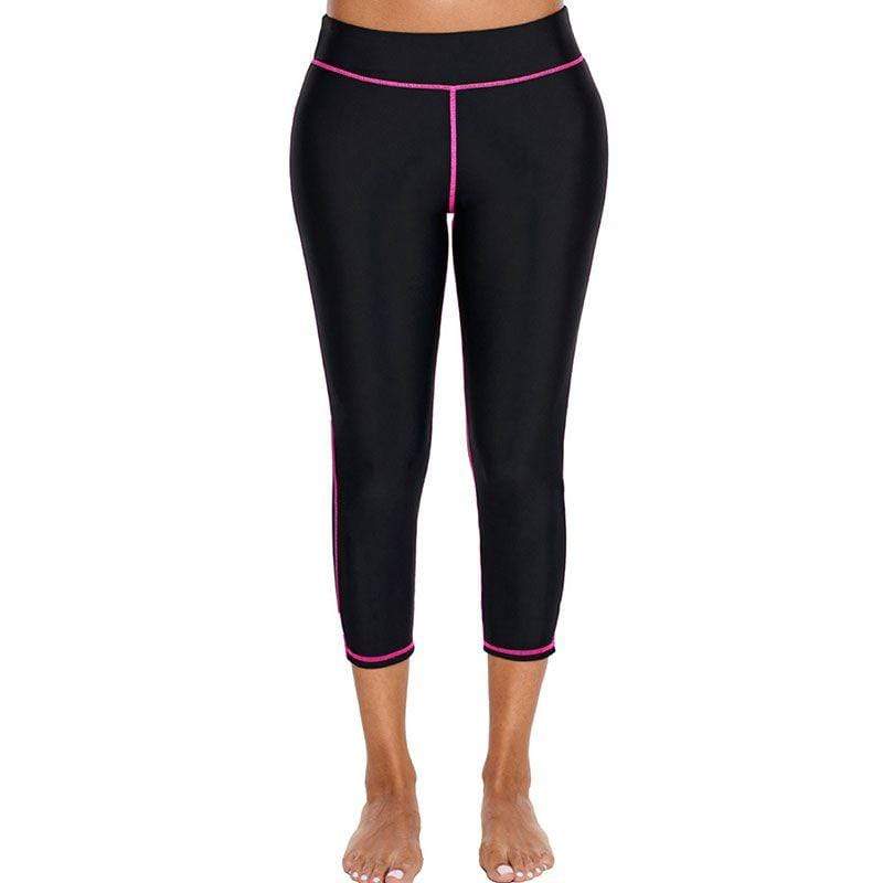 TIY Women Apparel Simple Contrast Design Women Stretchy Swimming Capris TIY