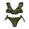TIY Women Apparel Simple Sexy Solid Color Ruffled Design Women Side Knotted Swimsuit TIY