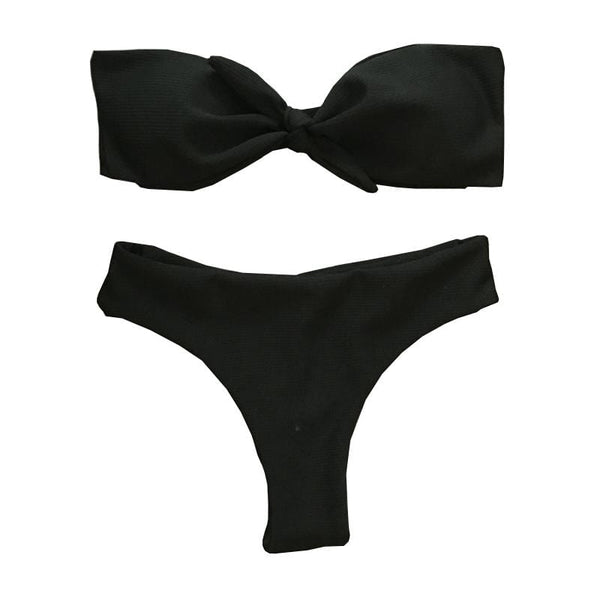 TIY Women Apparel Solid Color Bow Swimsuit Women Bathing Suits TIY