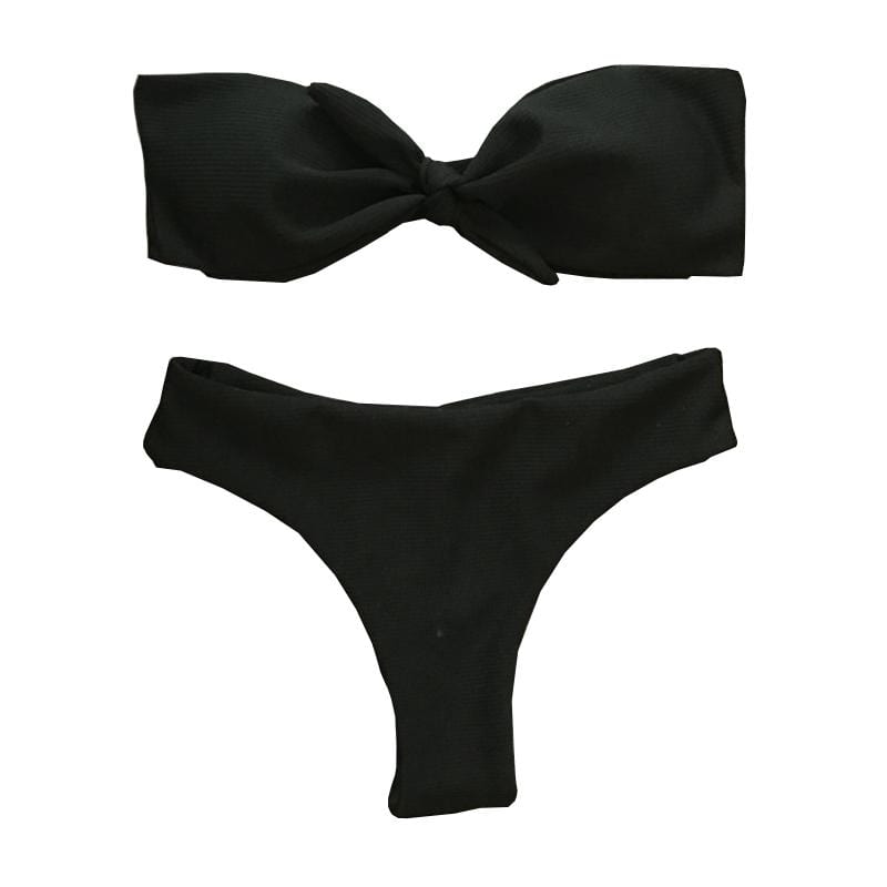 TIY Women Apparel Solid Color Bow Swimsuit Women Bathing Suits TIY