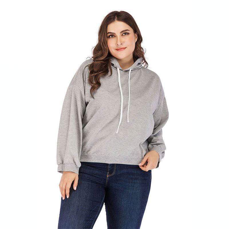 TIY Women Apparel Solid Color Fashion Plus Size Drawstring Casual Hoodies TIY