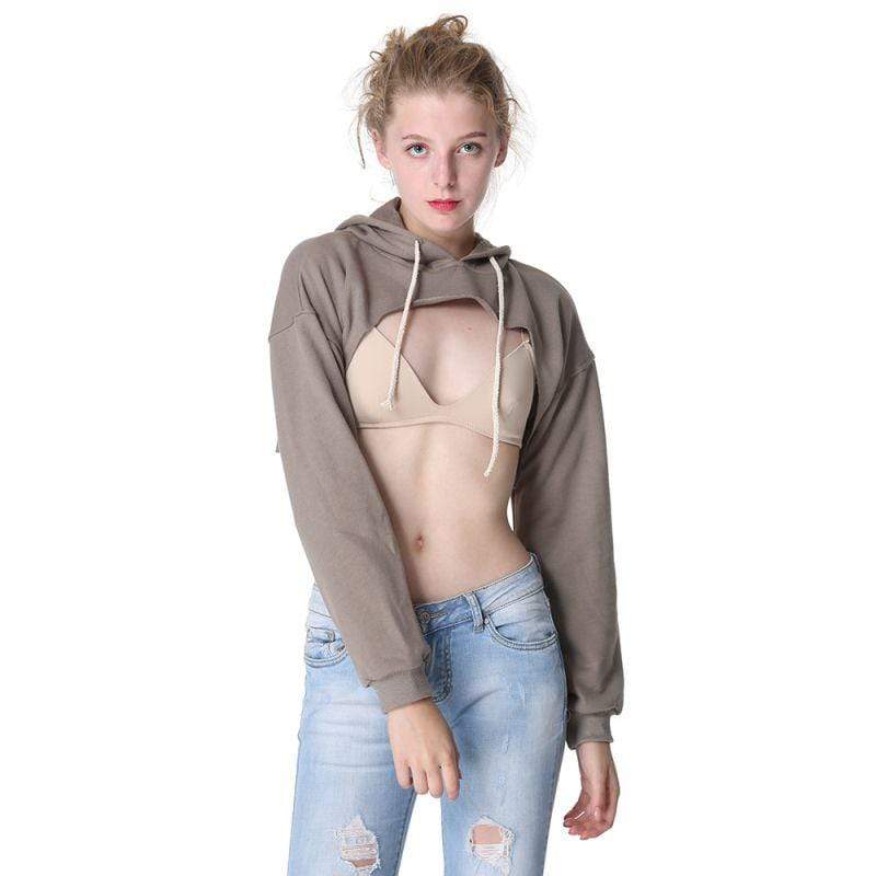 TIY Women Apparel Solid Color Long Sleeve Unique Casual Women Sexy Hoodies TIY