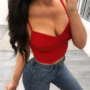 TIY Women Apparel Solid Color Rib-knit Design Women Sexy Crop Top Camis TIY