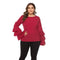 TIY Women Apparel Solid Color Ruffled Flare Sleeve Women Casual Plus Size Top TIY