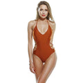 TIY Women Apparel Solid Color Sexy Cut-out Design Women Spaghetti Strap One-piece Swimwear TIY