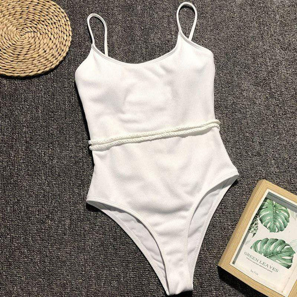 TIY Women Apparel Solid Color Spaghetti Strap Women One-piece Swimwear TIY