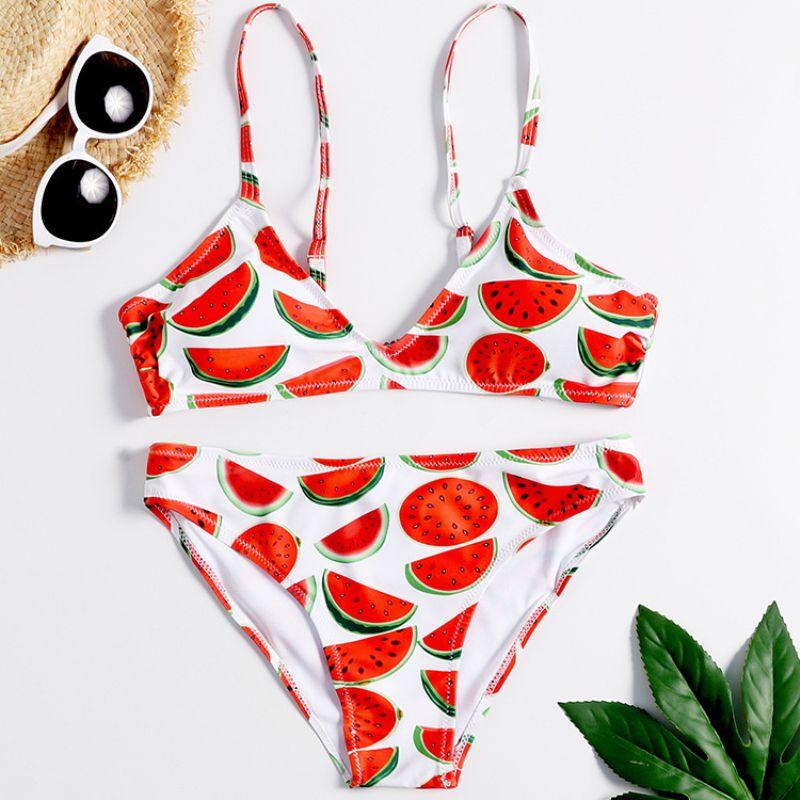 Summer Trendy Watermelon Printed Two-piece Swimsuit