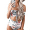 Summer Unique Floral Print Lace-up Design High-waisted Two-pieces Swimwear